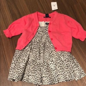 Baby gap animal print dress and cardigan 0-3 month